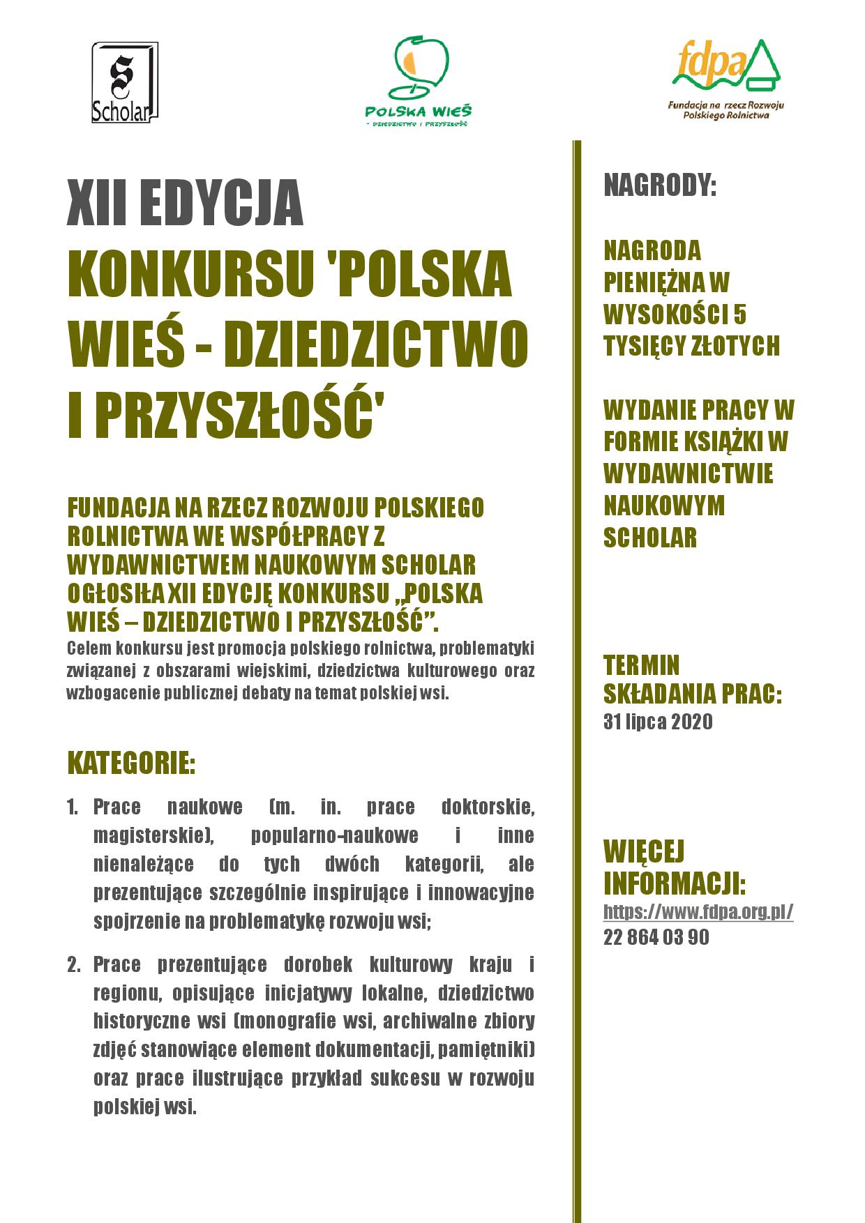 Plakat Konkursu Polska wieś - dziedzictwo i przyszłość
