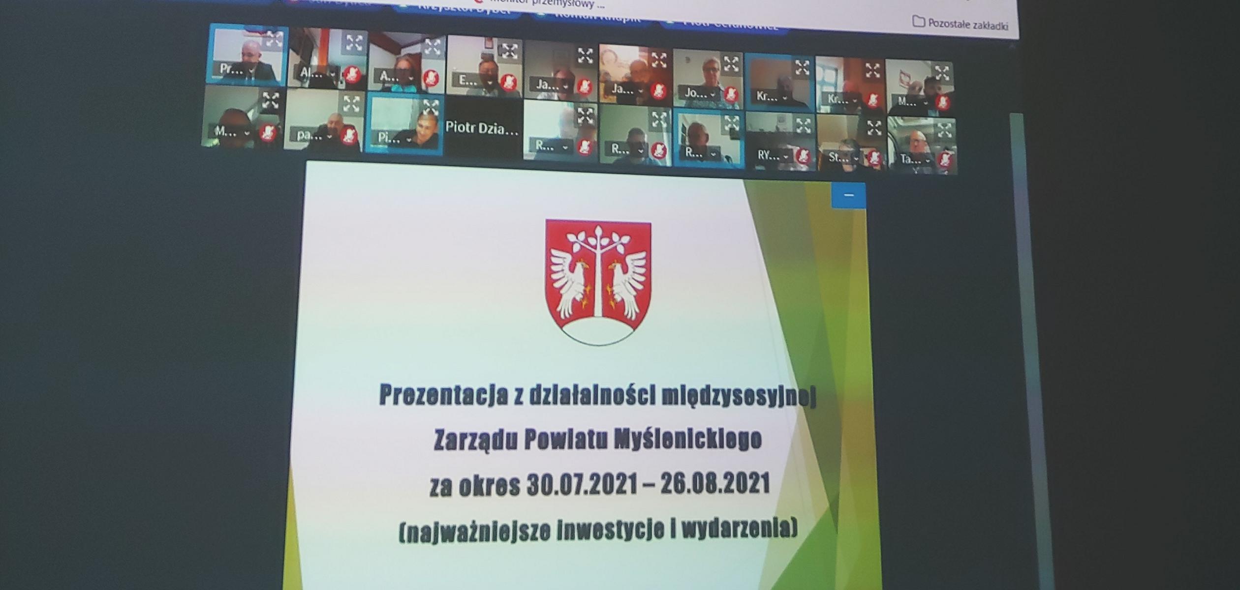 Obrady  XXXVII sesji Rady Powiatu Myślenickiego w trybie online