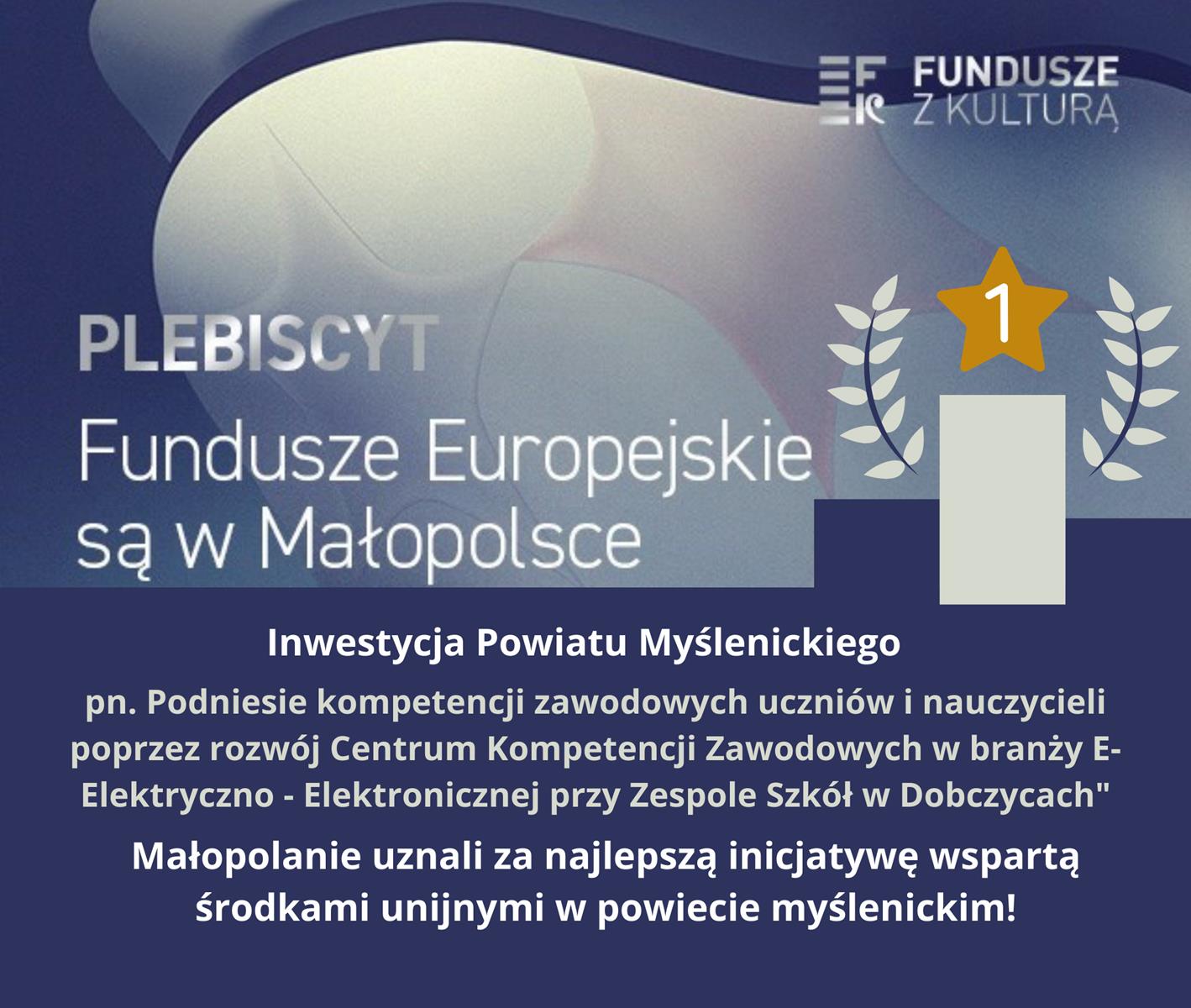 Projekty Powiatu Myślenickiego na podium w plebiscycie „Fundusze Europejskie są w Małopolsce”