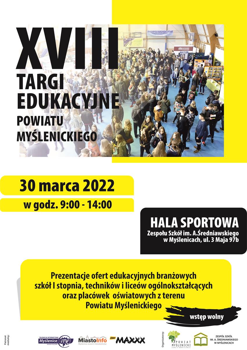 Plakat XVIII Targi Edukacyjne Powiatu Myślenickiego