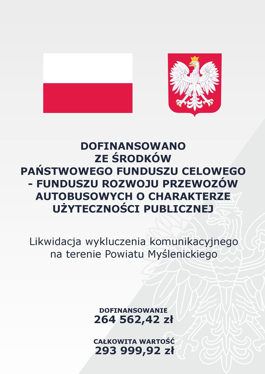 Likwidacja wykluczenia komunikacyjnego na terenie Powiatu Myślenickiego (Myślenice - Gruszów)