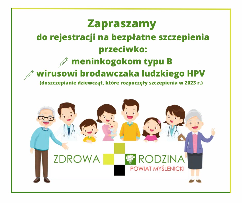 Zapraszamy do rejestracji na bezpłatne szczepienia przeciw meningokokom typ B i doszczepianie dziewcząt przeciw wirusowi HPV!